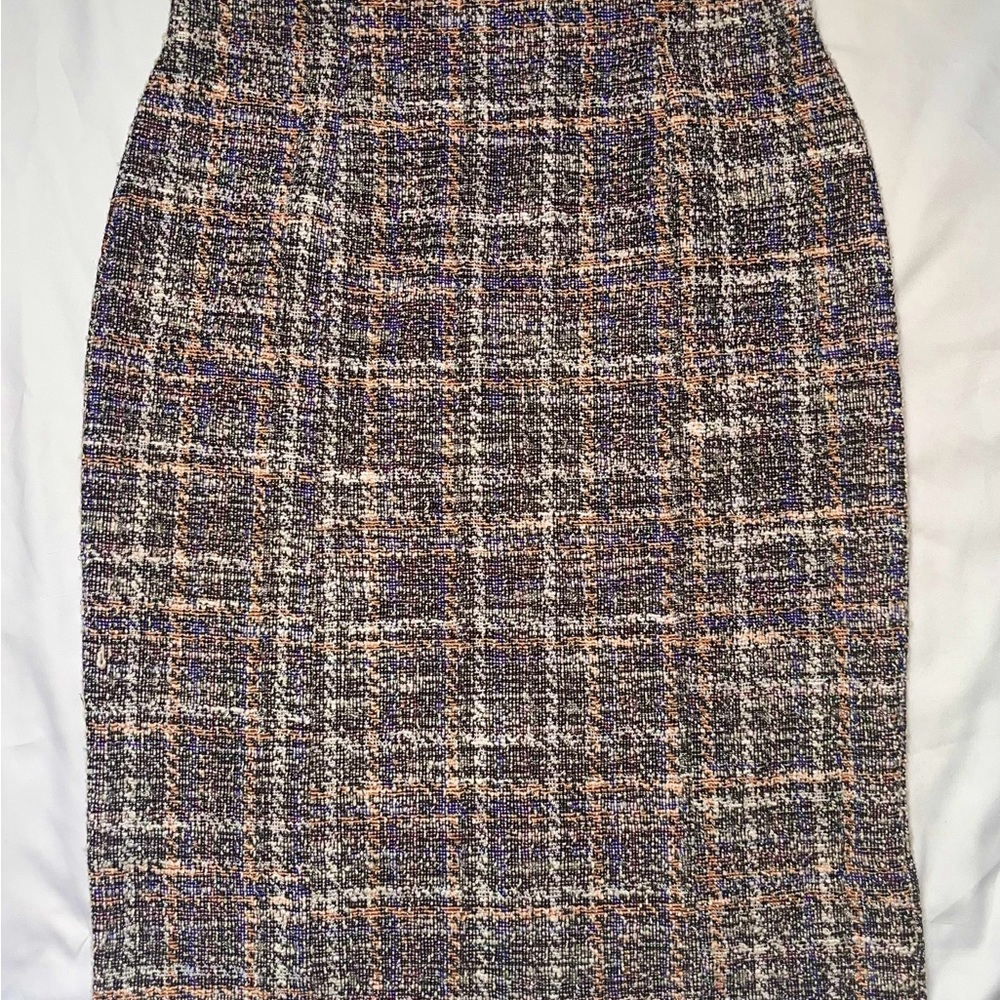 Tweed‎ Plaid High Waist Pencil Skirt, Small Classic Preppy  Office Skirt